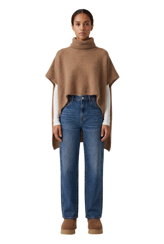 Bella Poncho Medium Brown - model
