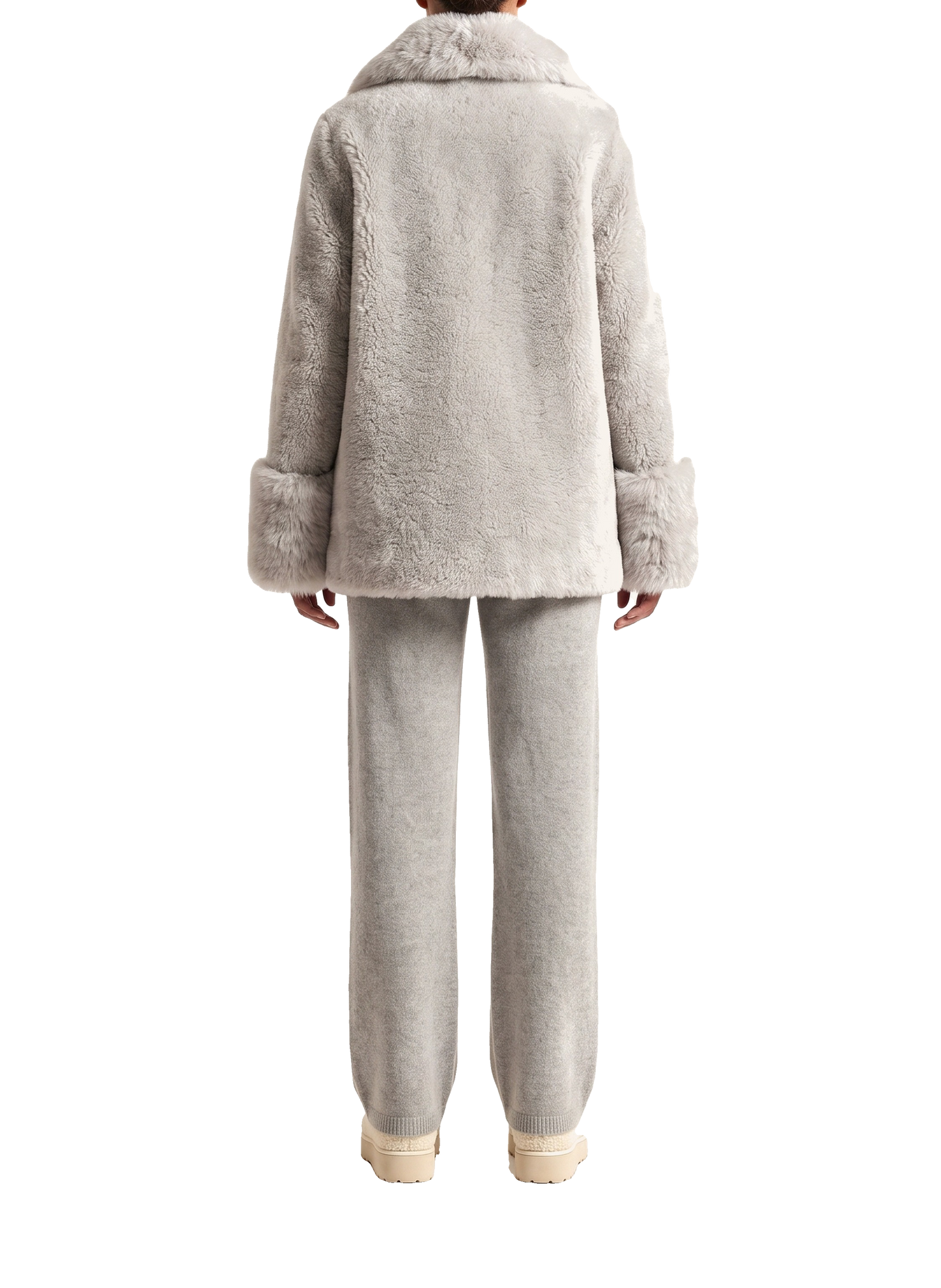 Fiona Wool Coat Short Light Grey Model Back