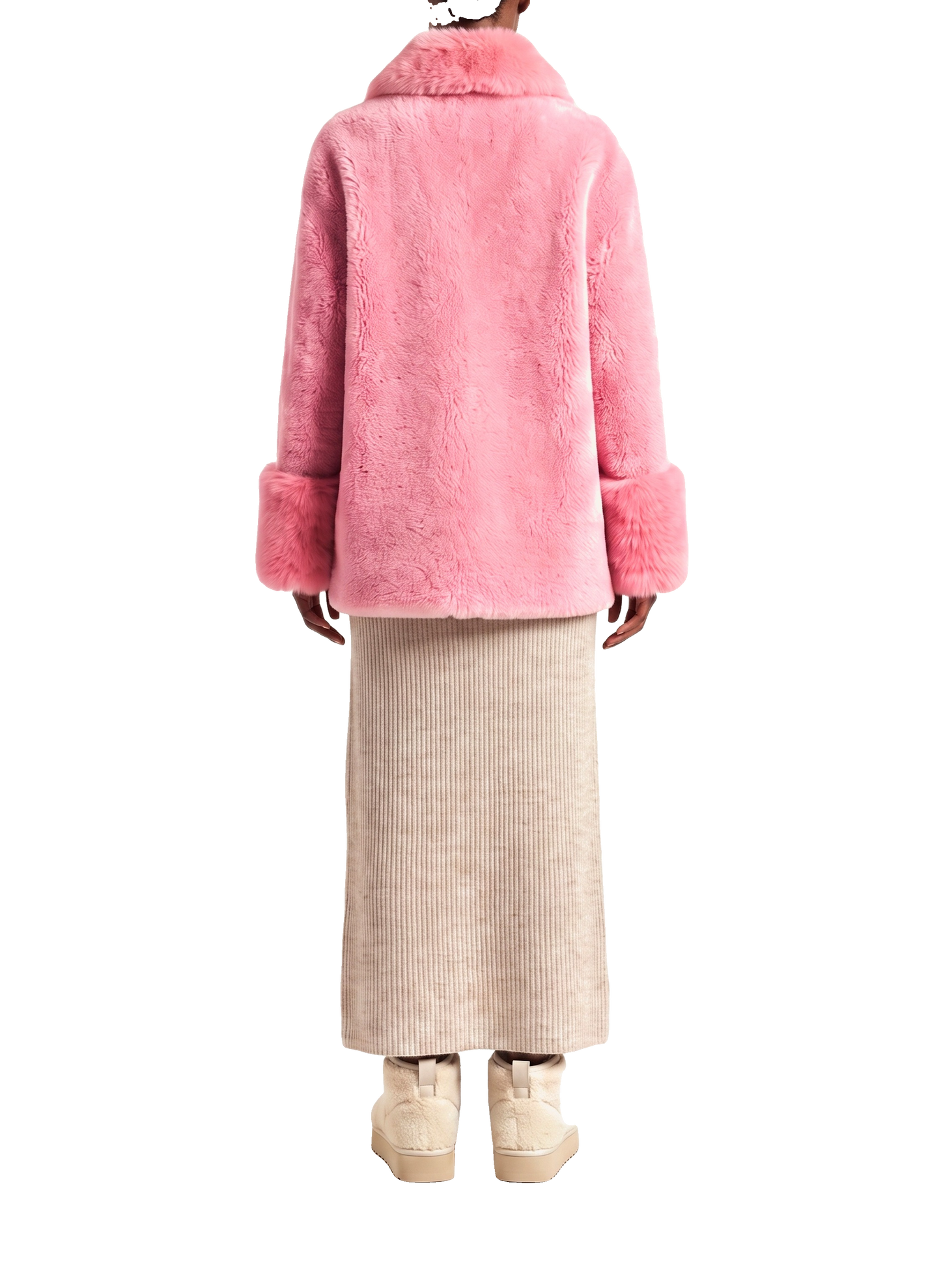 Fiona Wool Coat Short Pink Model Back