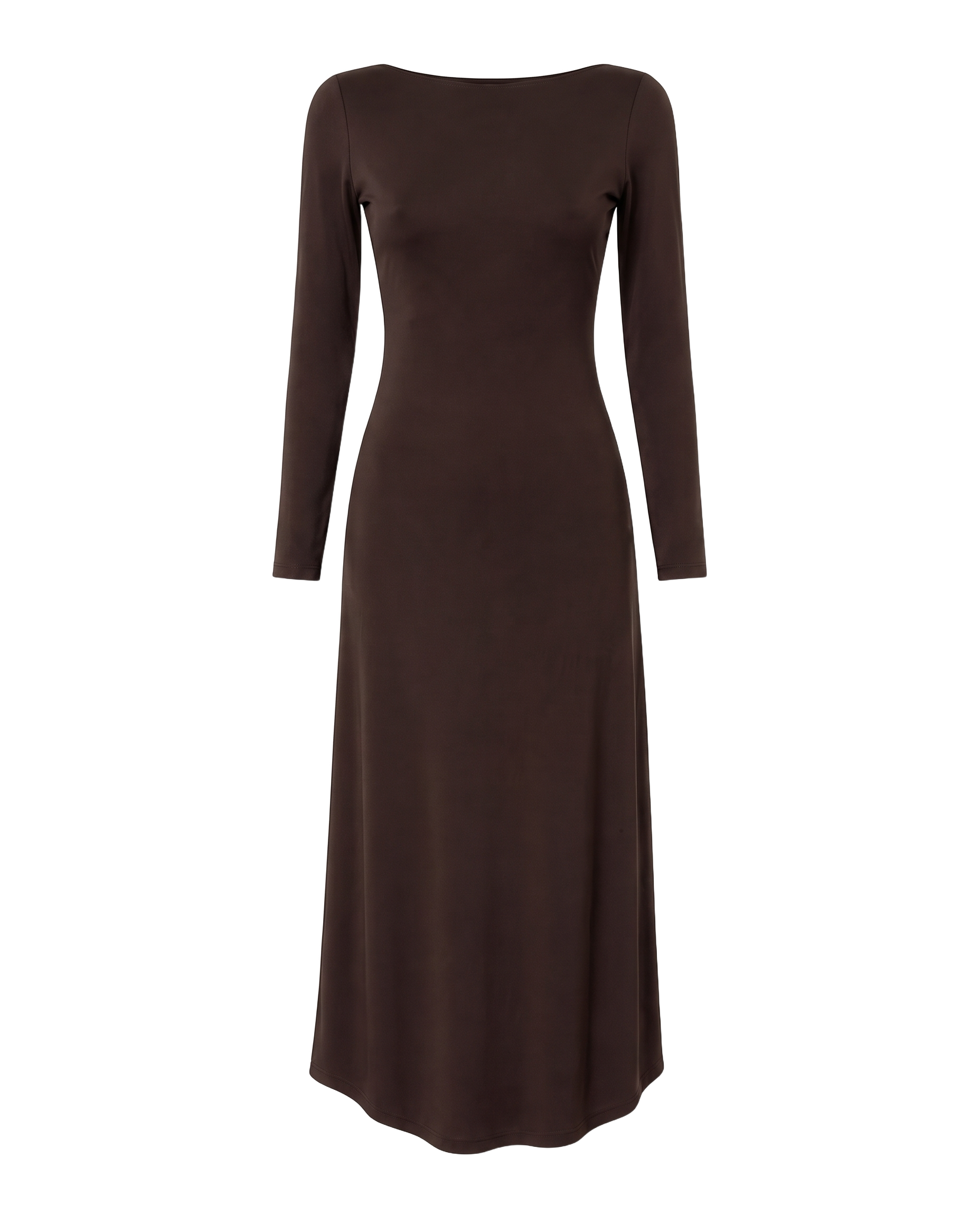 Scarlett Long Open Back Dress Dark Brown - front