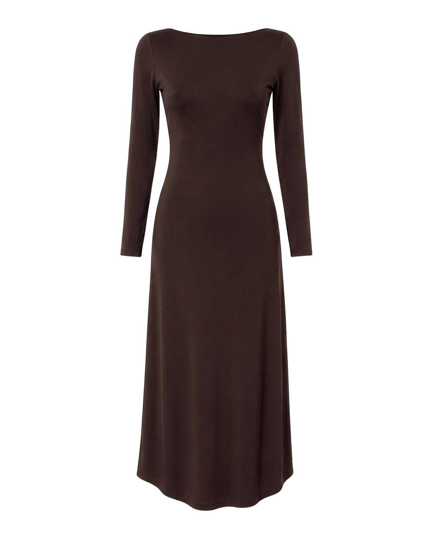 Scarlett Long Open Back Dress Dark Brown - front