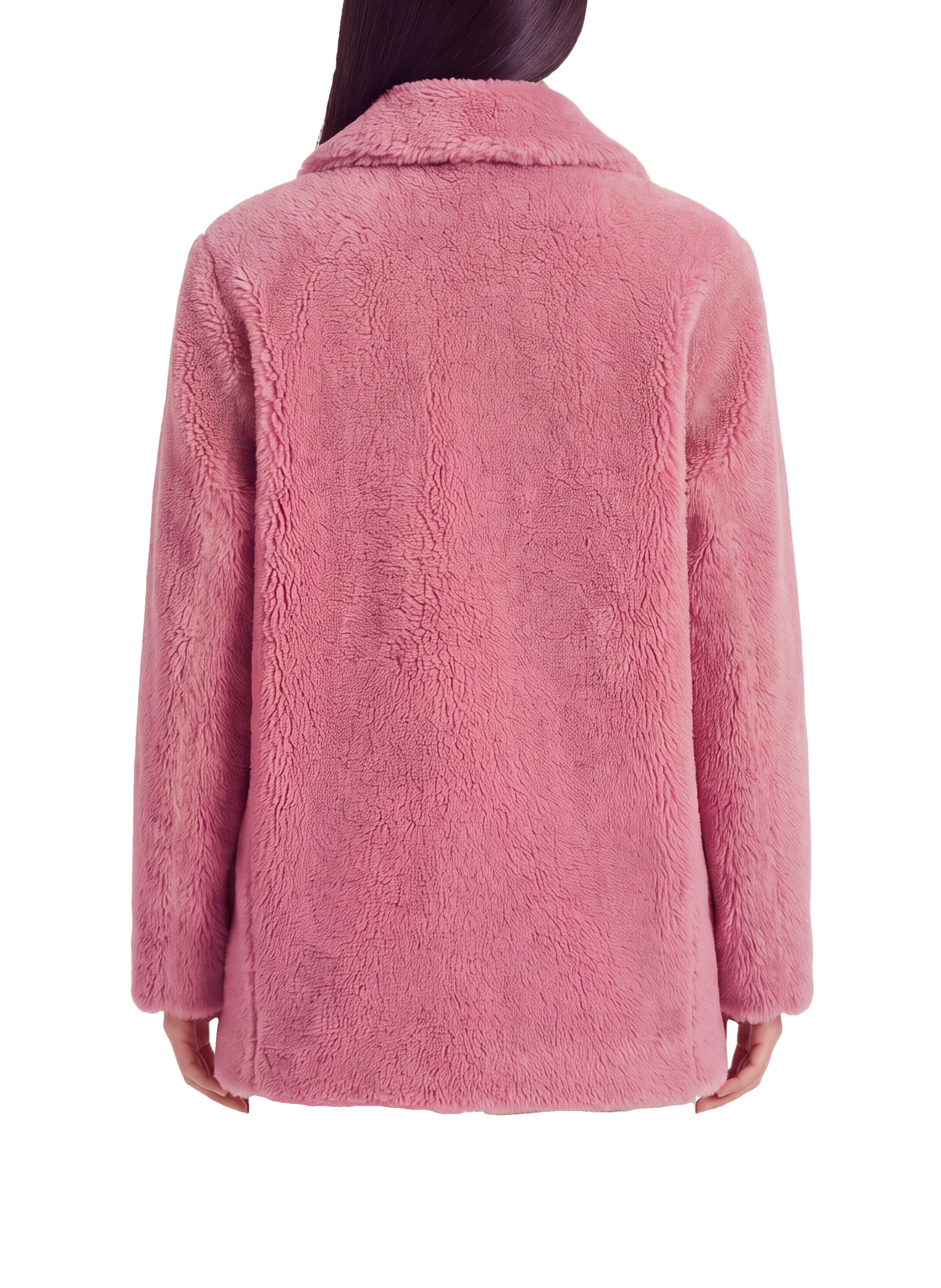 Fiona Short Coat Without Fur Pink Model Upper Back