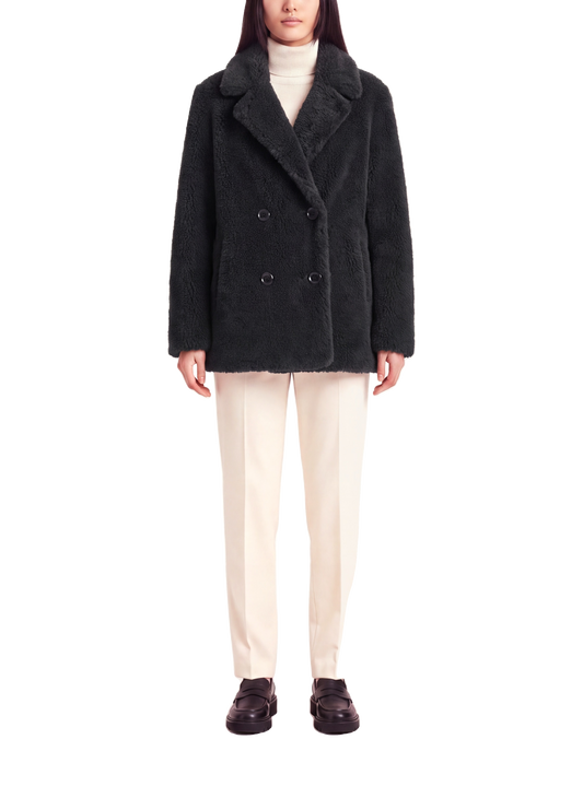 Fiona Short Coat Without Fur Black Model Front