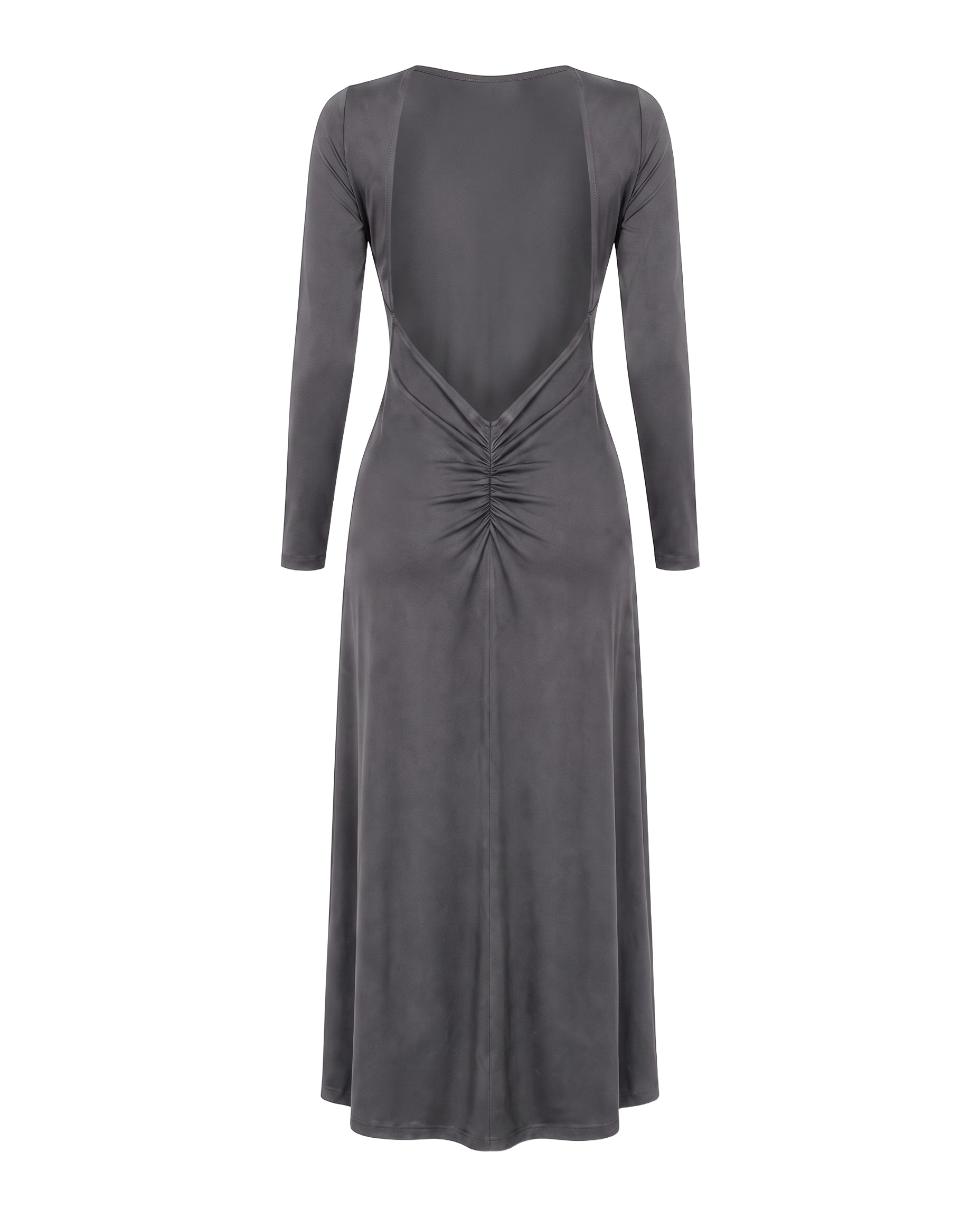 Scarlett Long Open Back Dress Dark Grey - back