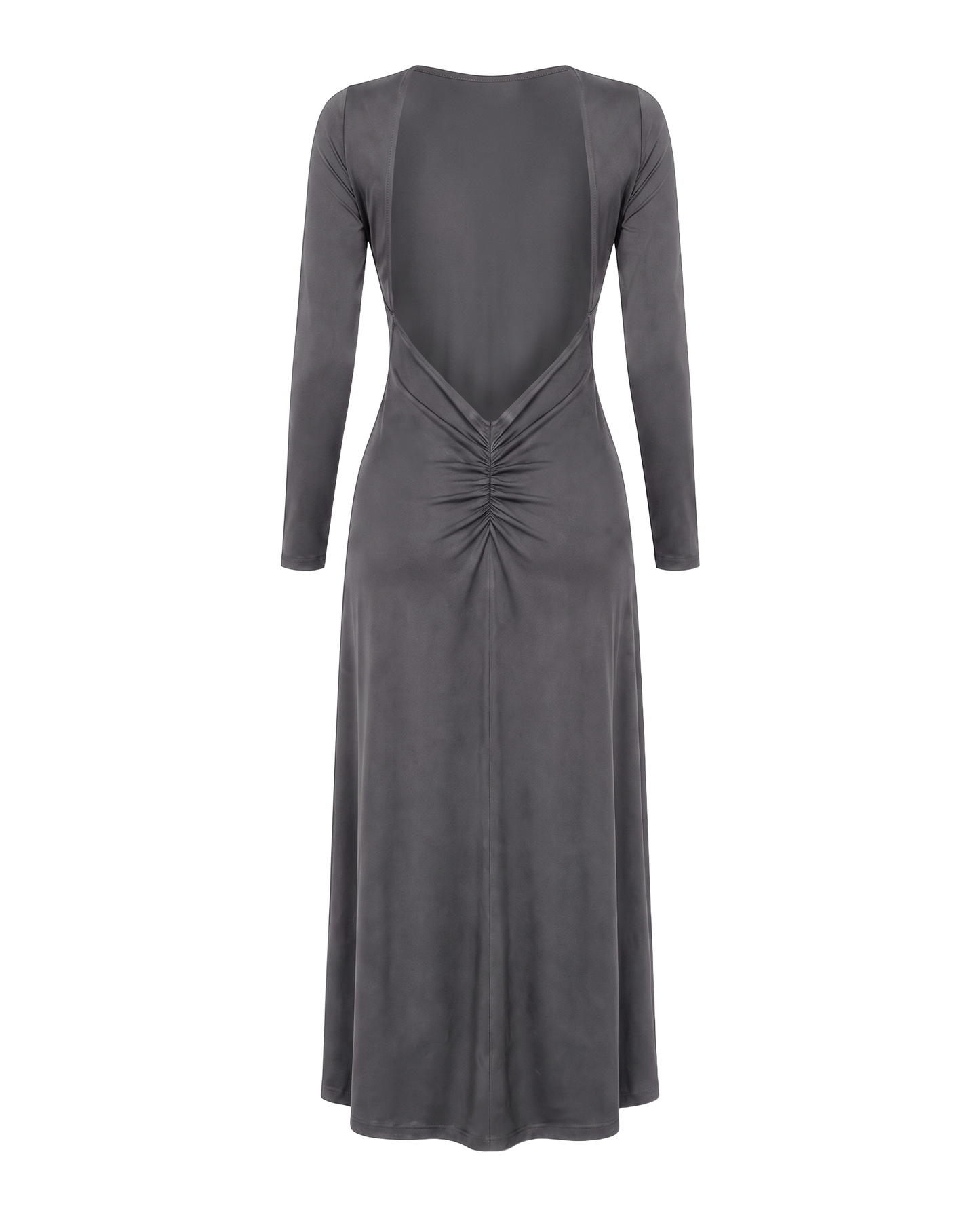Scarlett Long Open Back Dress Dark Grey - back