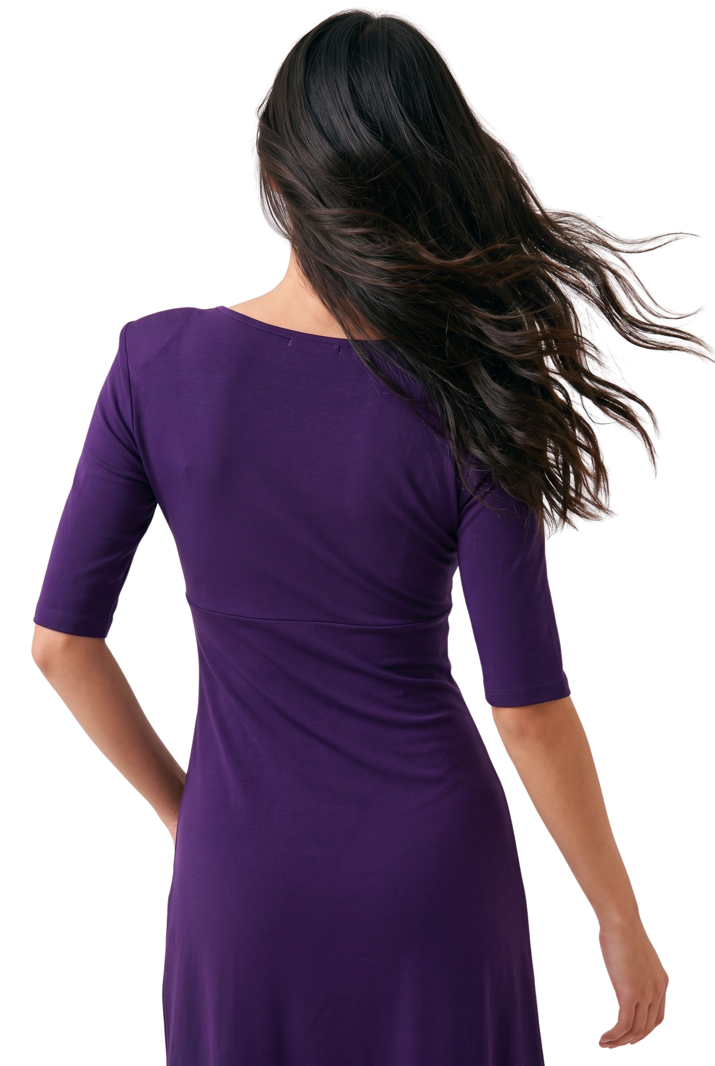 Talia Half Sleeve V-Neck Short Dress Aubergine