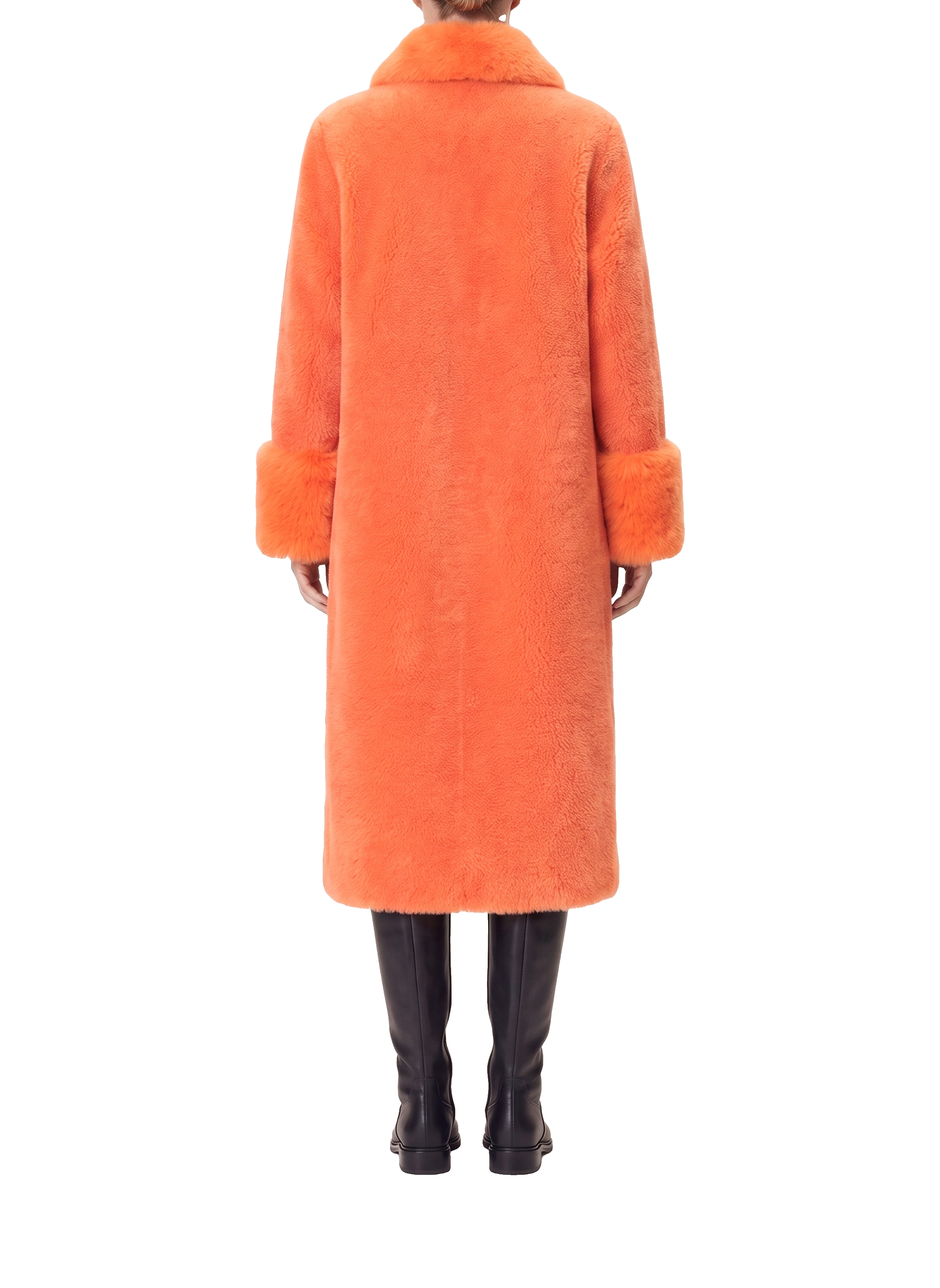 Fiona Wool Coat Long Orange Model Back