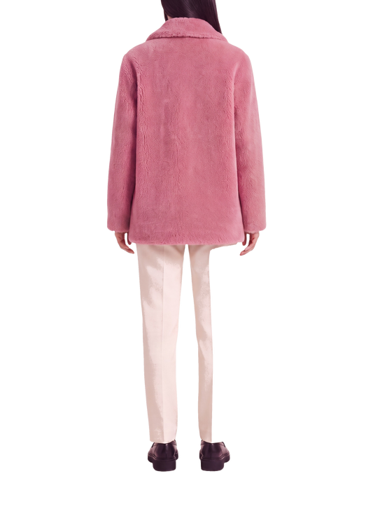 Fiona Short Coat Without Fur Pink Model Back