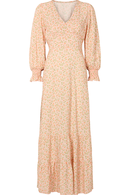 Koko Dress Long Closed Back Peach Small Flower