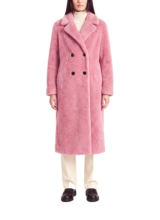 Fiona Long Coat Without Fur Pink Model Front