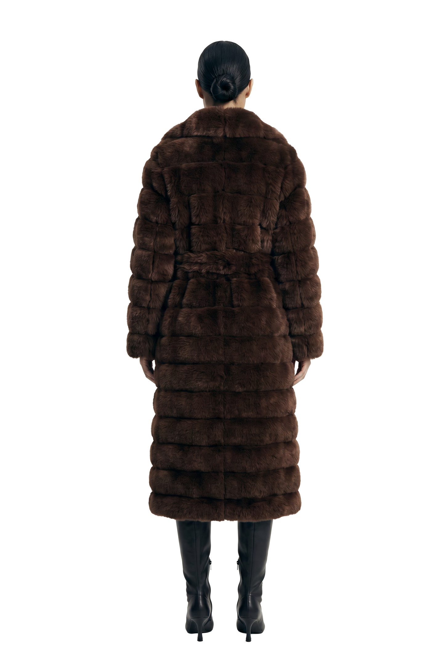 Leelai Faux Fur Coat Long Dark Brown