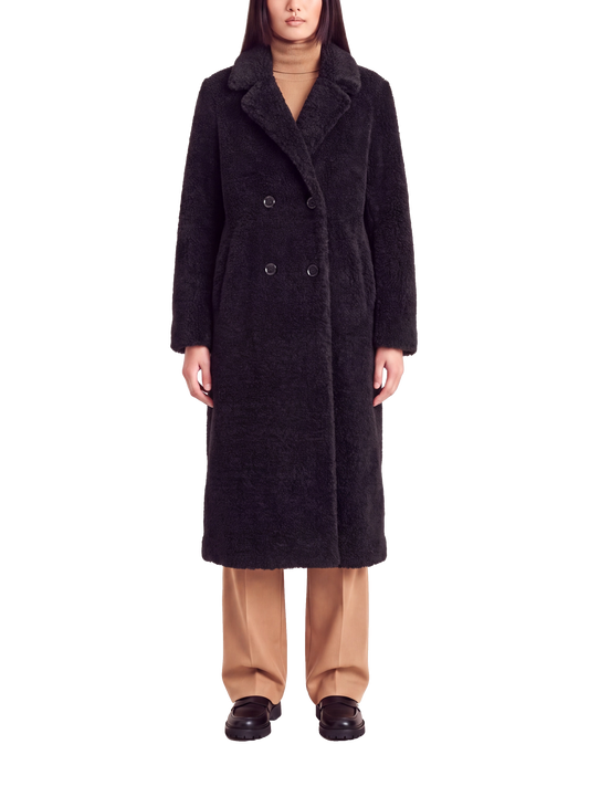 Fiona Long Coat Without Fur Black Model Front
