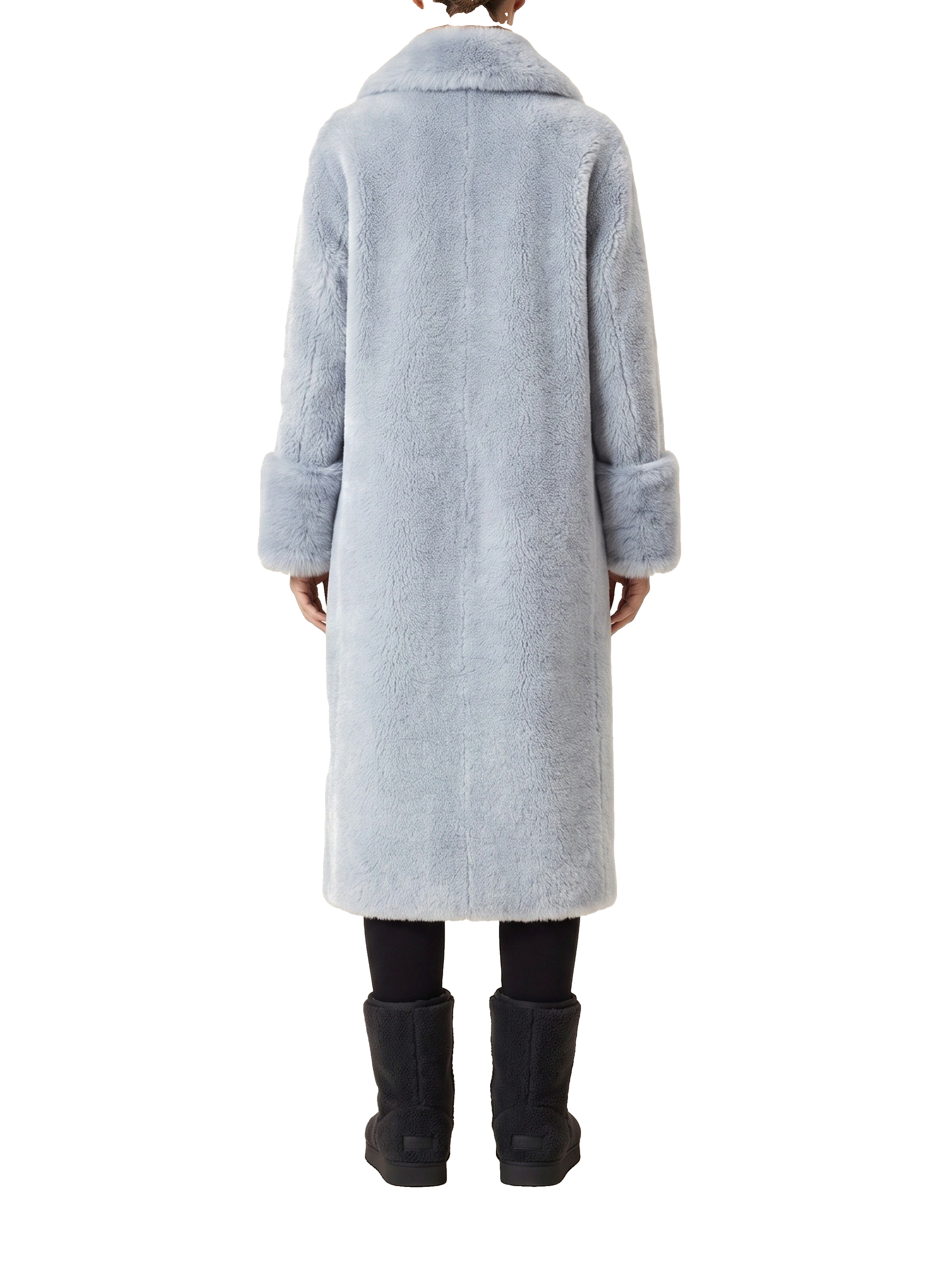 Fiona Wool Coat Long Light Blue Model Back