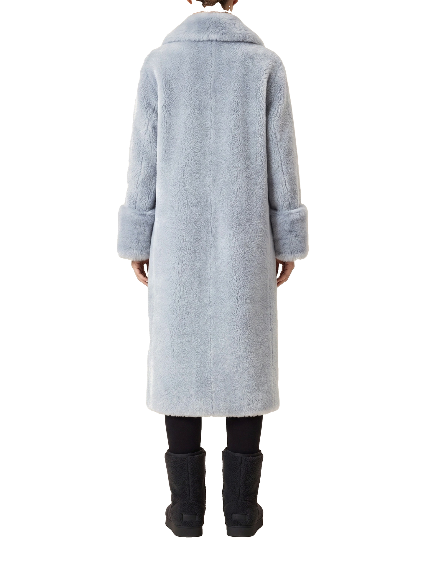 Fiona Wool Coat Long Light Blue Model Back