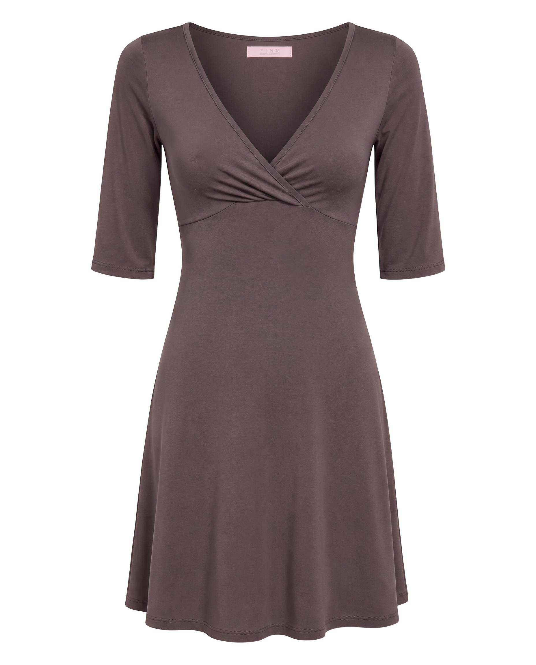 Talia Half Sleeve V-Neck Short Dress Dark Taupe - front