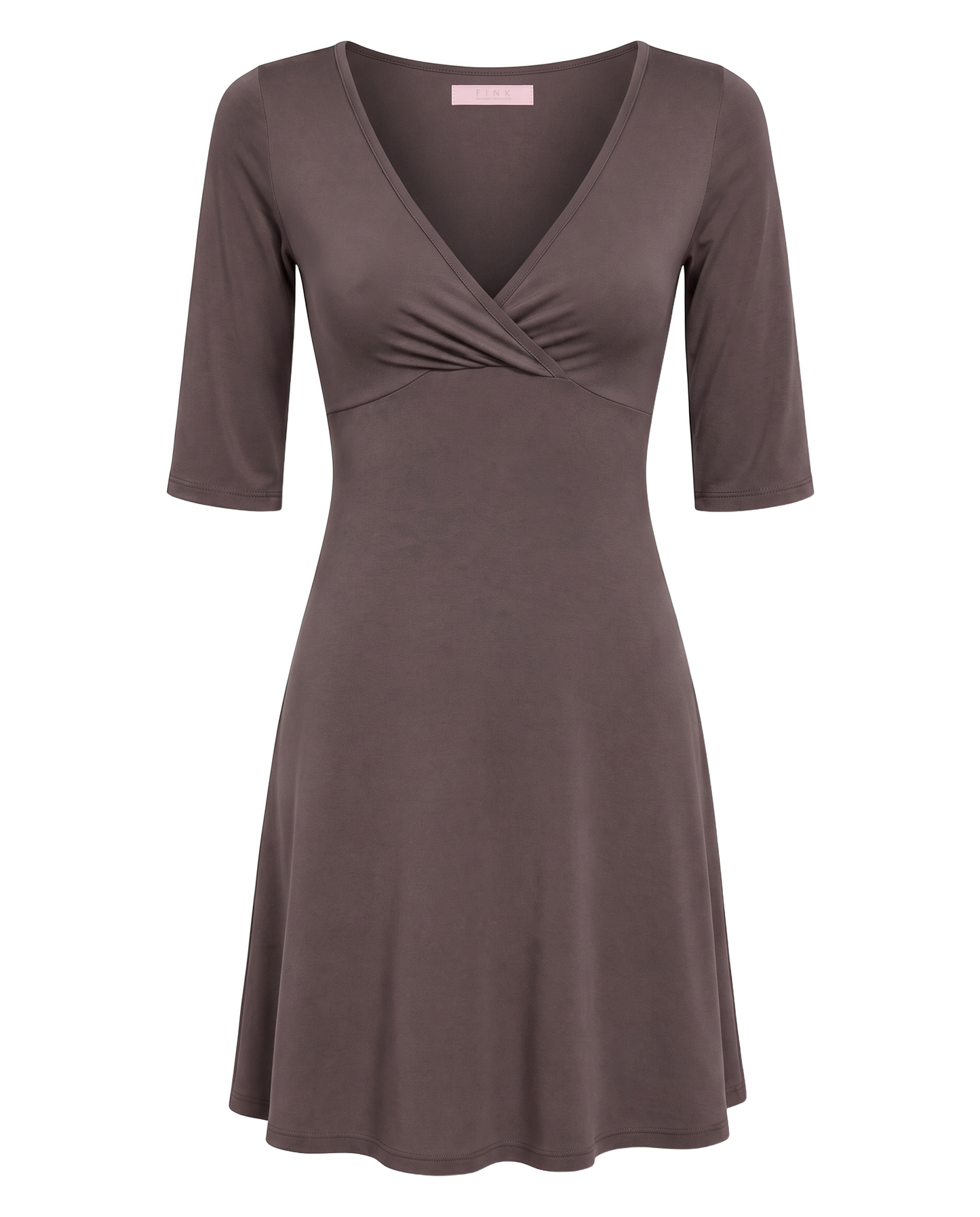 Talia Half Sleeve V-Neck Short Dress Dark Taupe - front