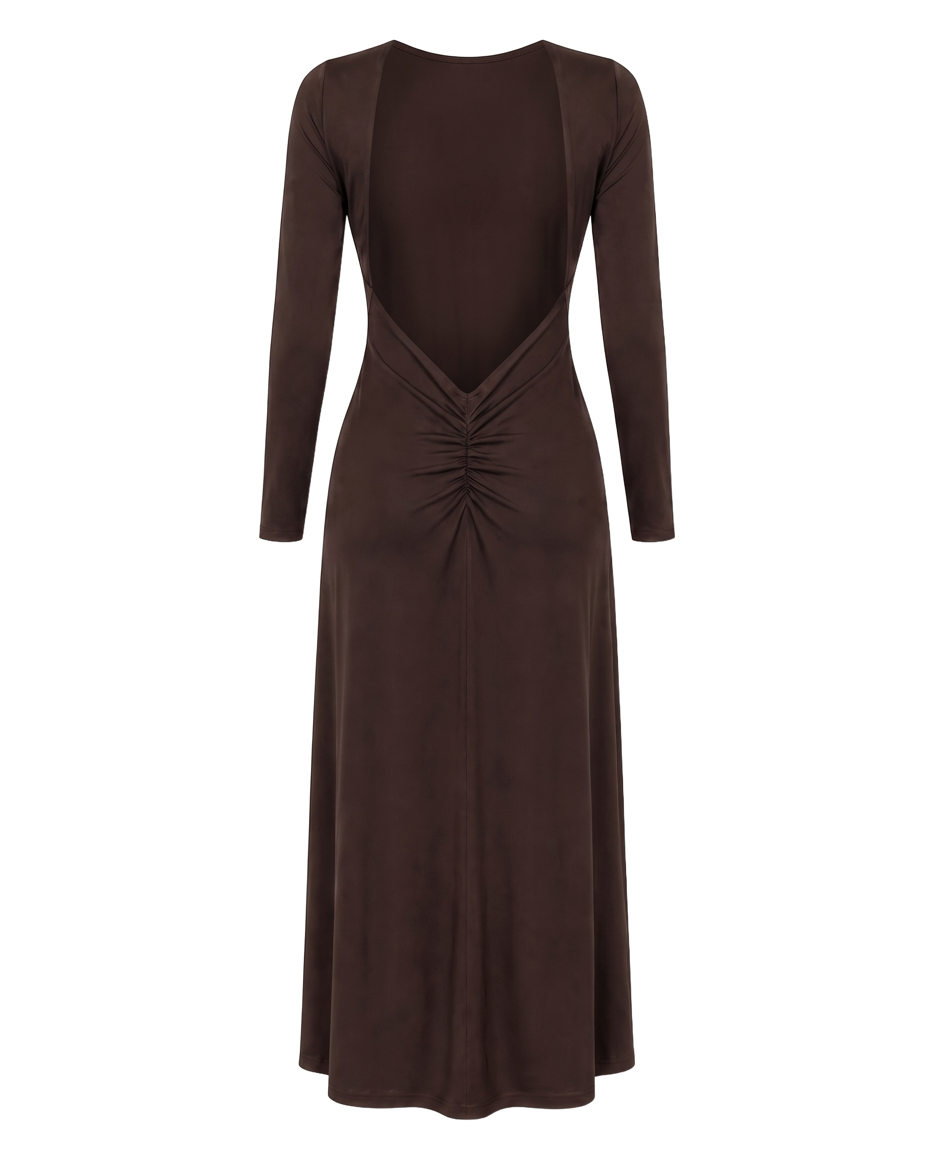 Scarlett Long Open Back Dress Dark Brown - back