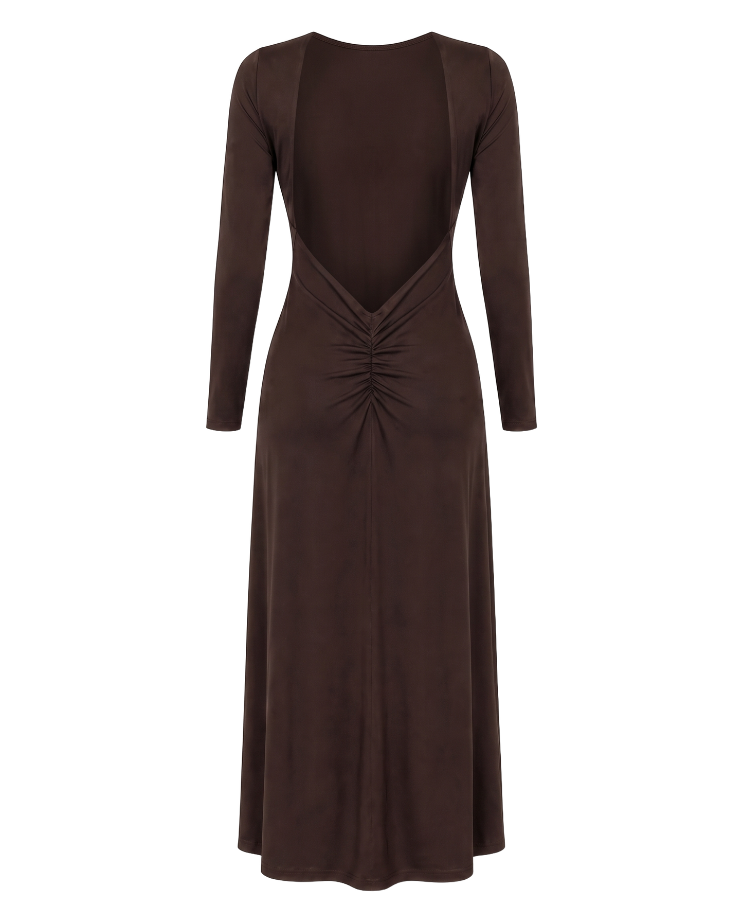 Scarlett Long Open Back Dress Dark Brown - back