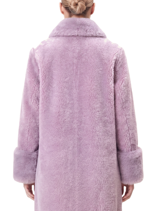 Fiona Wool Coat Long Lavender Model Upper Back