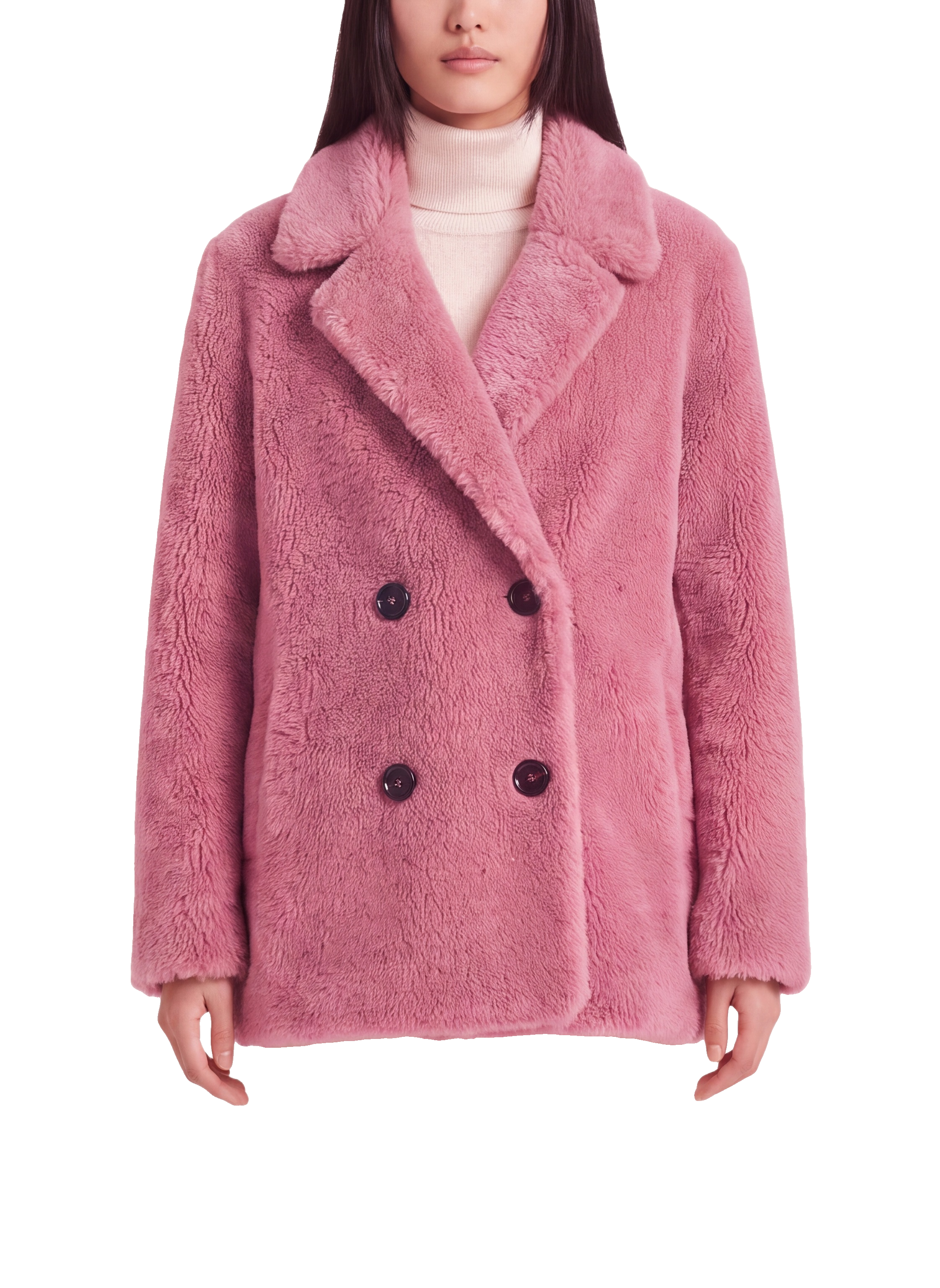 Fiona Short Coat Without Fur Pink Model Close