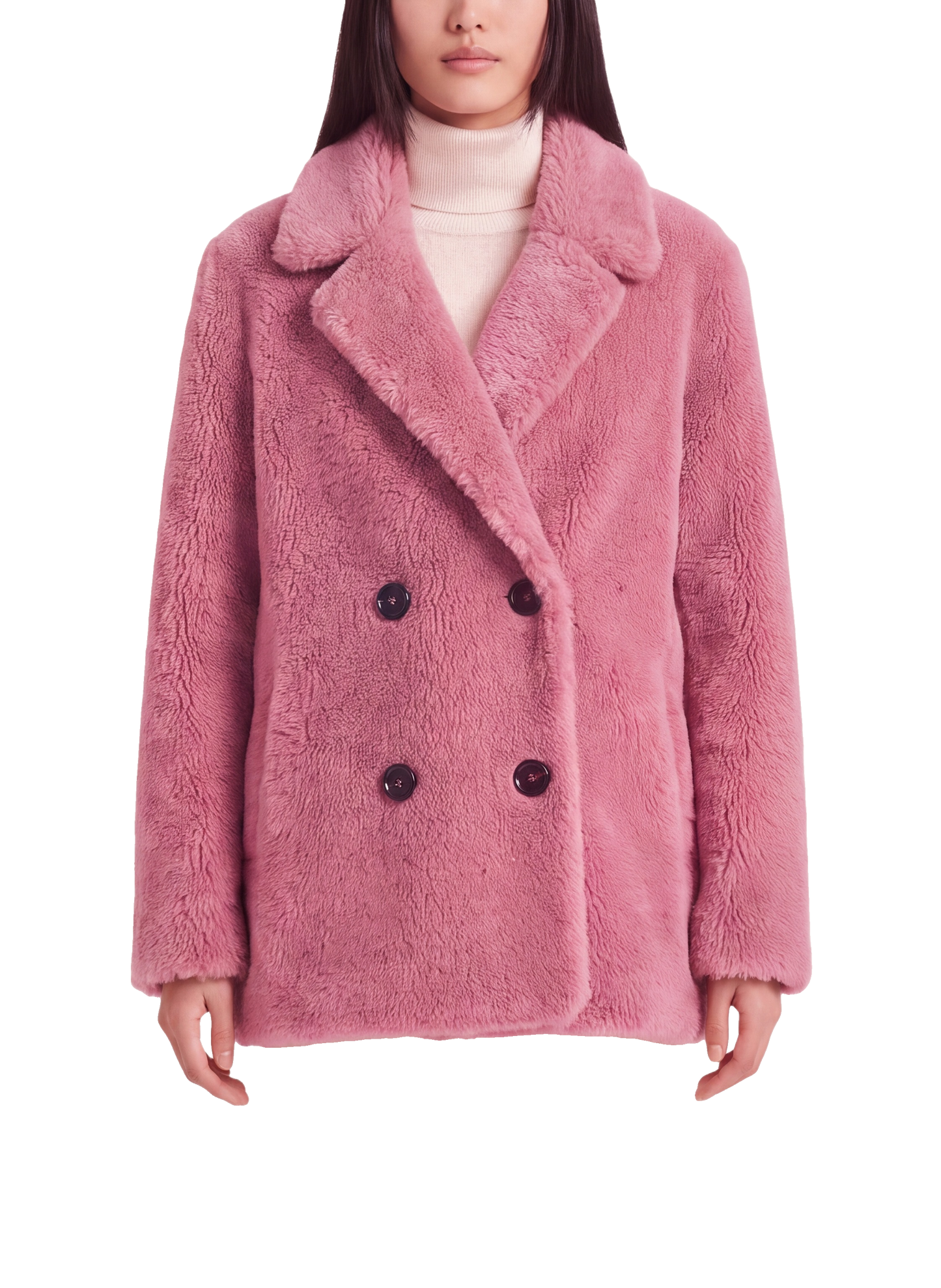 Fiona Short Coat Without Fur Pink Model Close