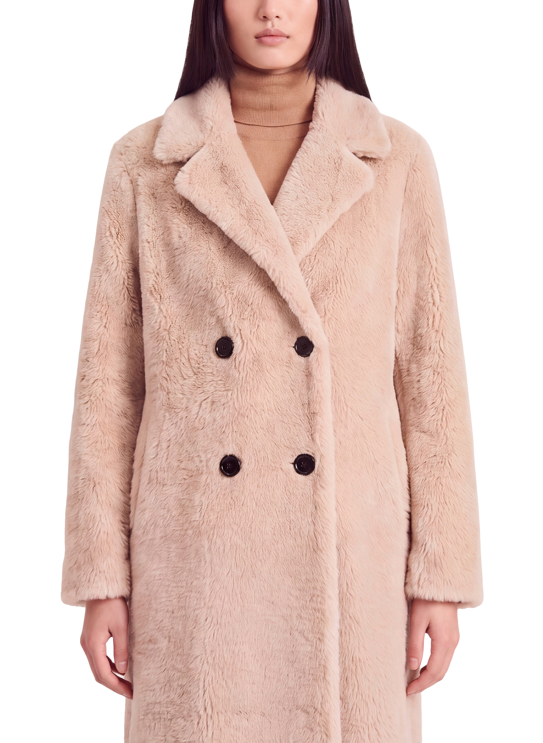 Fiona Long Coat Without Fur Beige Model Close