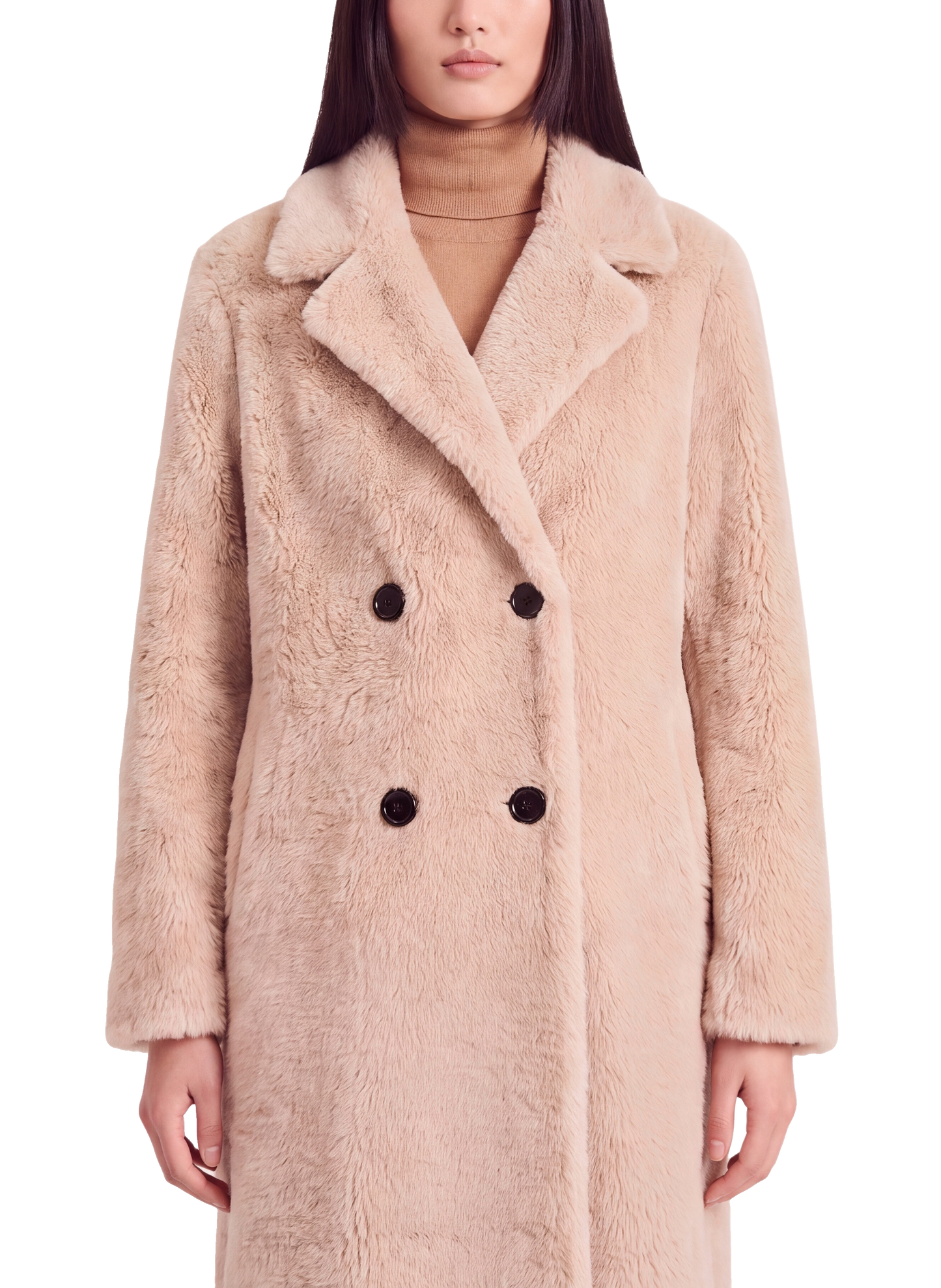 Fiona Long Coat Without Fur Beige Model Close