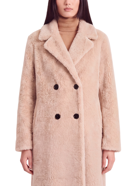 Fiona Long Coat Without Fur Beige Model Close