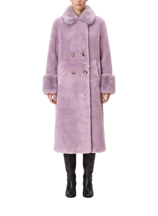 Fiona Wool Coat Long Lavender Model Front