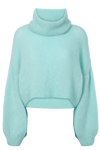 Andrea Rollneck Cropped Alpaca Pullover Seafoam Green
