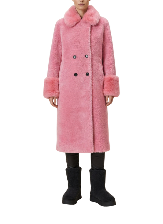 Fiona Wool Coat Long Pink Model Front