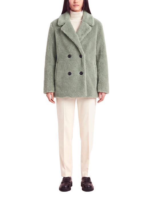 Fiona Short Coat Without Fur Green Model Front