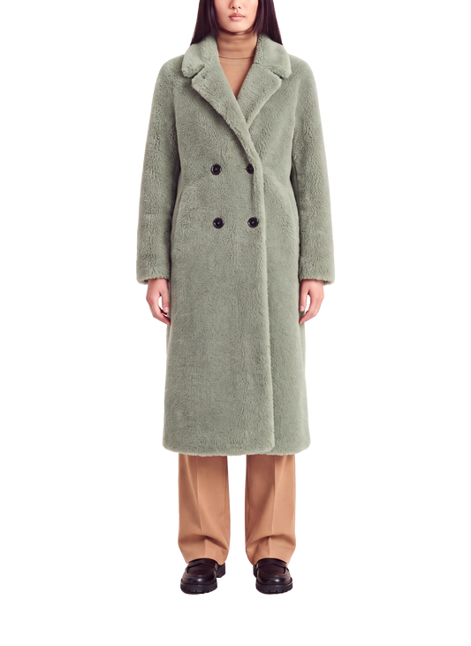 Fiona Long Coat Without Fur Green Model Front