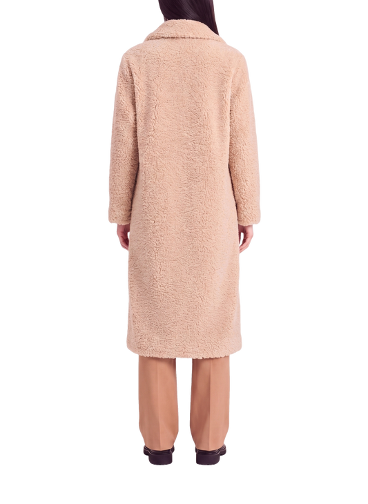 Fiona Long Coat Without Fur Beige Model Back