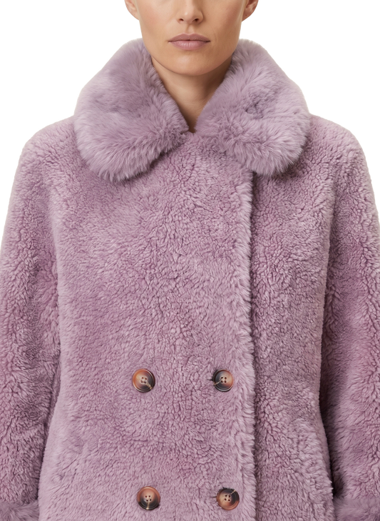 Fiona Wool Coat Long Lavender Model Close