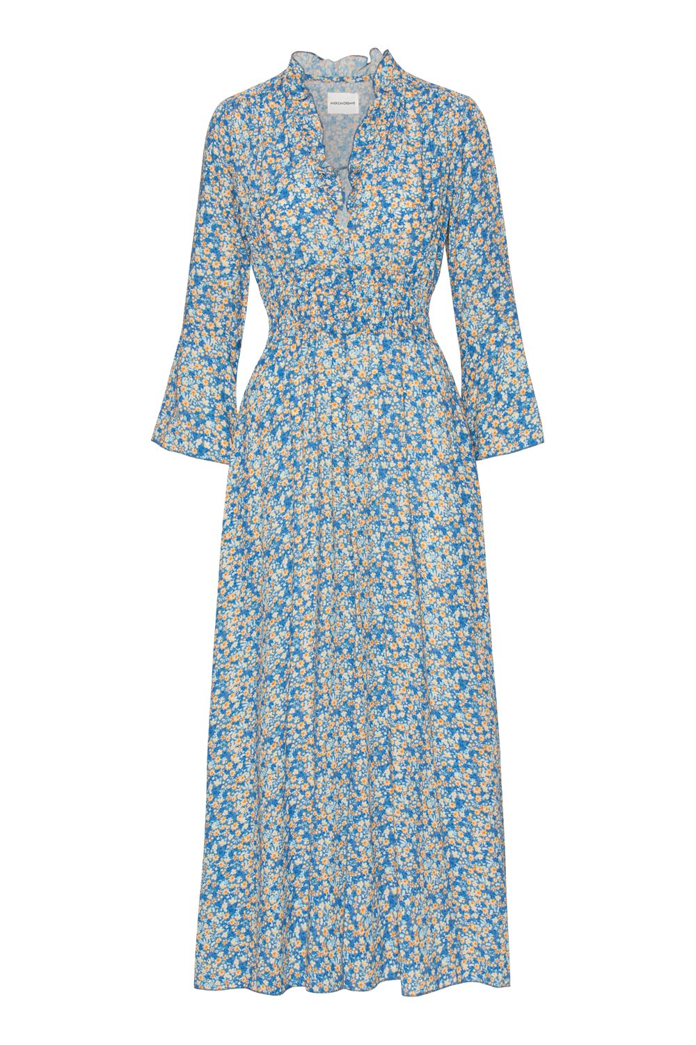 Sally Long Dress Teal Blue Flower | Americandreams