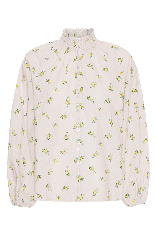 Perla Cotton Shirt Yellow Flower