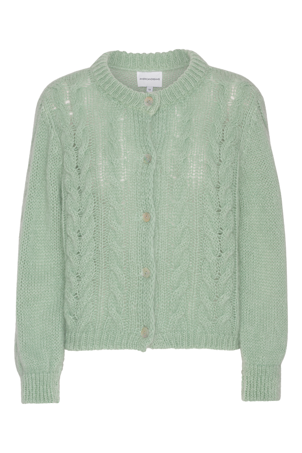 Frankie Cable Knit Cardigan Mint Green