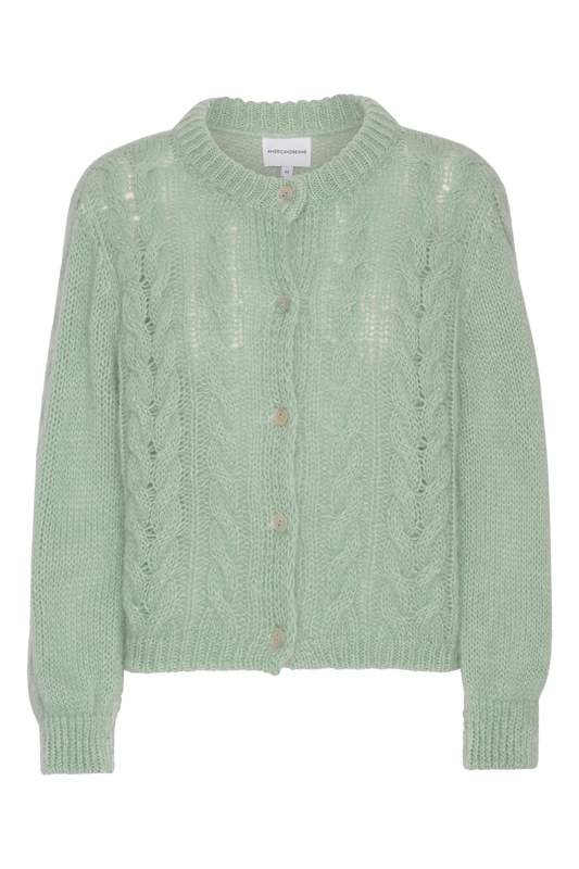 Frankie Cable Knit Cardigan Mint Green