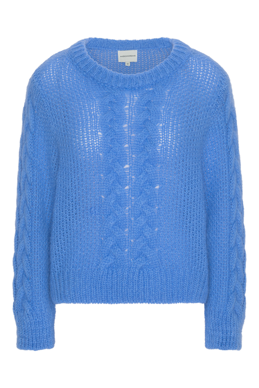 Louisa Cable Knit Pullover Sky Blue