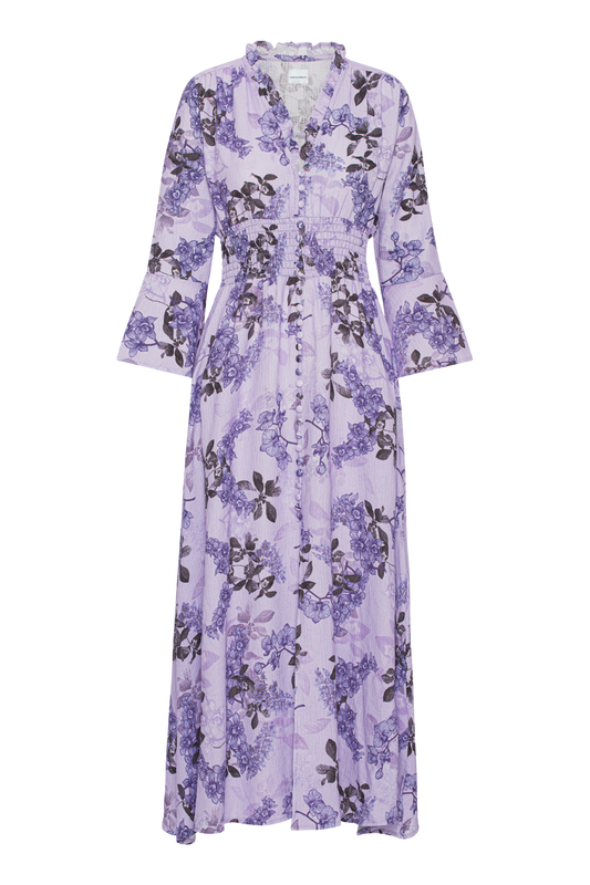 Sally Cotton Long Dress Lilac Big Flower