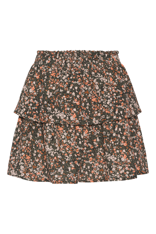 Sally Cotton Short Skirt Army Flower