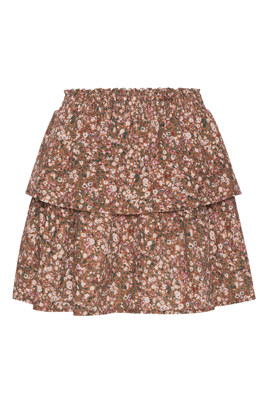 Sally Cotton Short Skirt Brown Flower - Sample