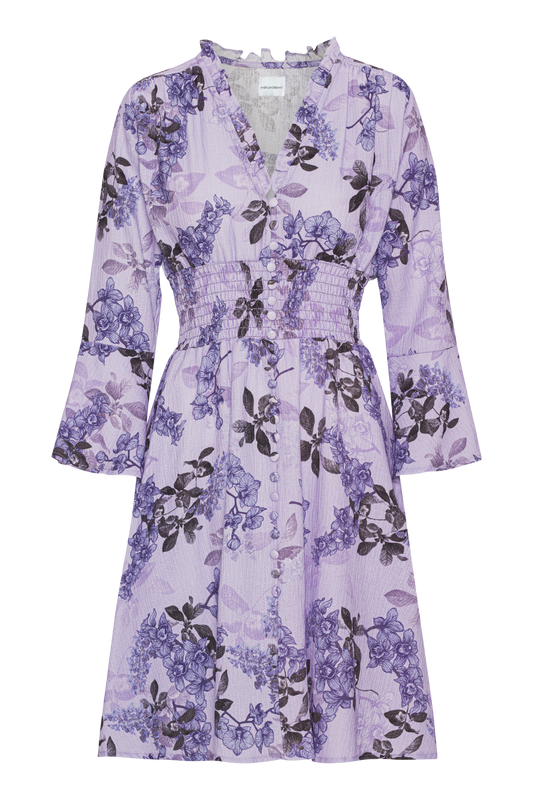 Sally Cotton Short Dress Lilac Flower
