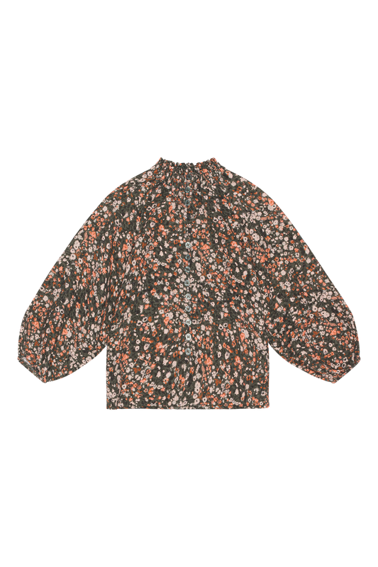 Perla Cotton Shirt Kids Army Flower - Sample