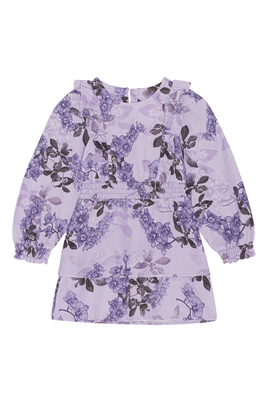 Patricia LS Cotton Dress Kids Lilac Flower - Sample