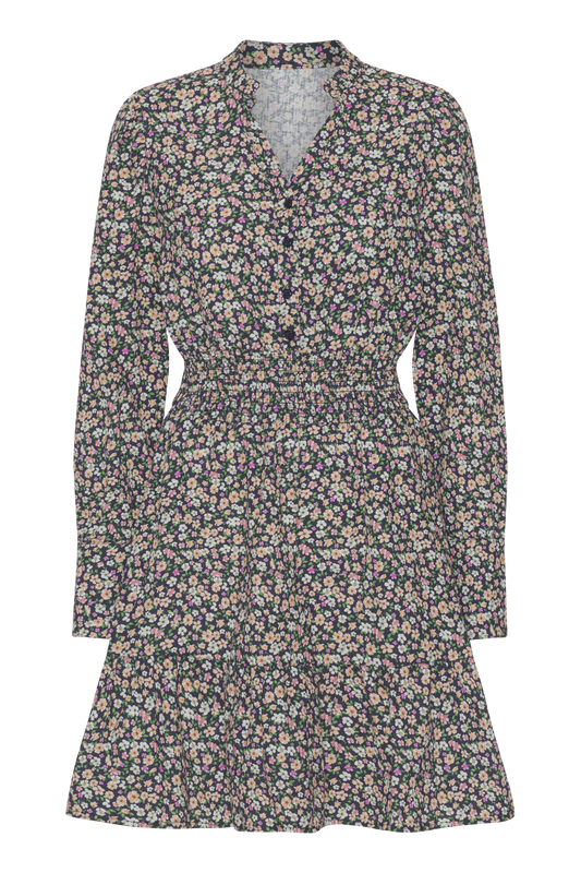 Inna Short Dress Cotton Navy Flower - Sample