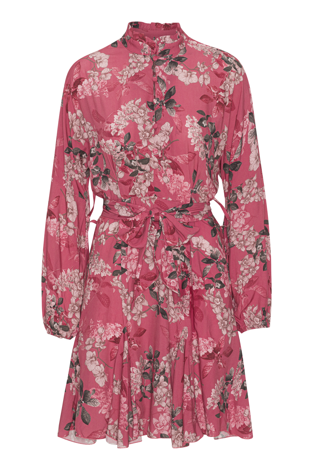 Aia Viscose Dress Pink Big Flower