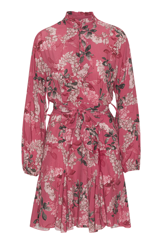 Aia Viscose Dress Pink Big Flower