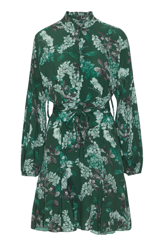 Aia Viscose Dress Green Big Flower